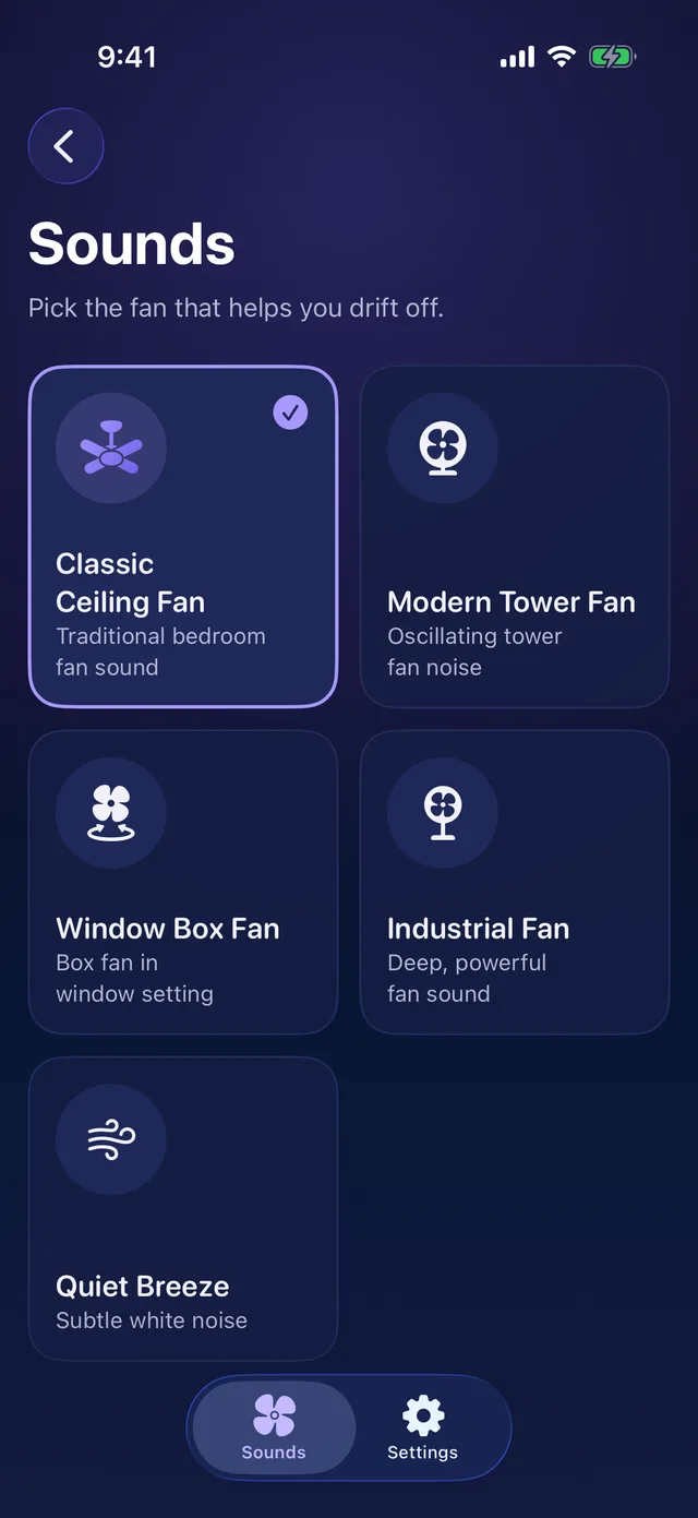Fan sound picker: ceiling, tower, window box, industrial and quiet breeze